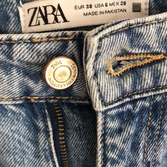 ZARA MOM Wedgie Paper bag taper size 6 12.5” Hi Rise Jeans - Picture 6 of 15